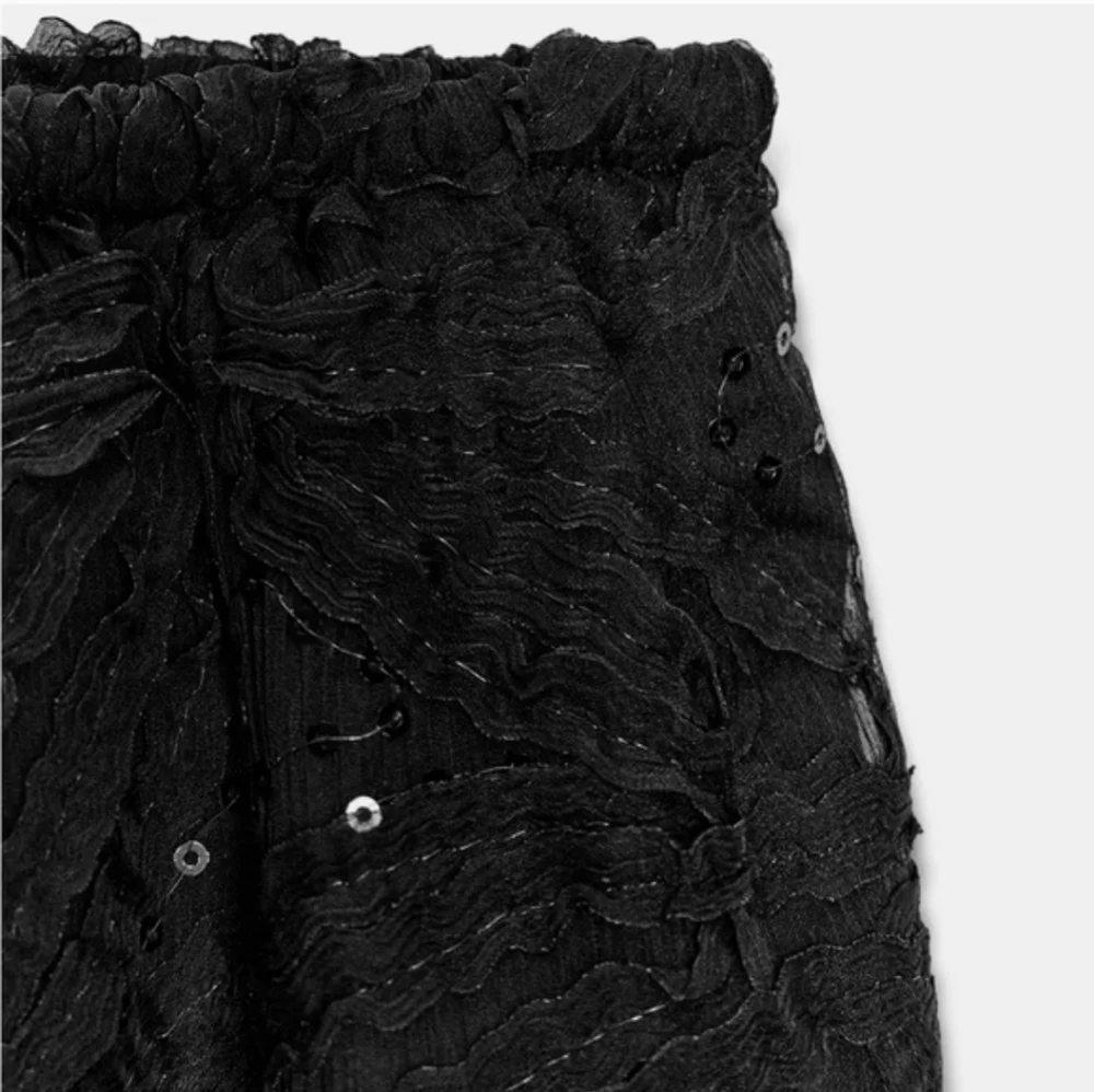 ZARA Set 2pc SEQUINED BALLOON PANTS AND TOP BLACK Size M